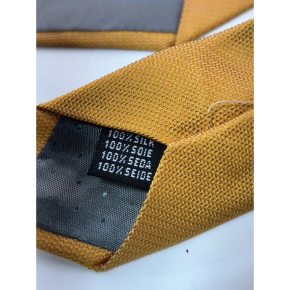 VTG LOT OF 3 Yellow Tone Silk Ties Made in Italy Paisley, Textured Pattern - Picture 4 of 9